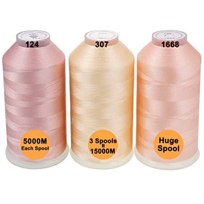 Image of New brothread Set of 3 Flesh Colors Polyester Machine Embroidery Thread Huge Spool 5000M for All Machines