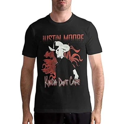 Image of Justin Moore T Shirt Men&#039;s Cotton Short Sleeve Fashion Round Neck Tees S Black L