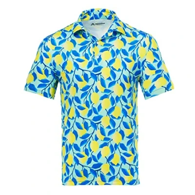 Image of Royal &amp; Awesome Lemons Golf Polo Shirts for Men, Tops Men&#039;s Shirts, Mens