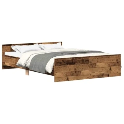 Image of vidaXL Engineered Bed Frame Old Wood Double 140x190cm