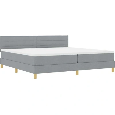 Image of Box Spring Bed with Mattress Light Grey 200x200 cm Fabric Vidaxl