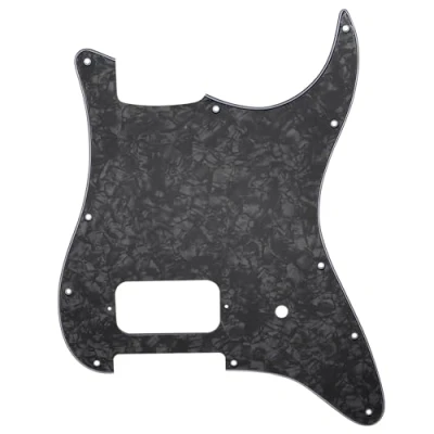 Image of Musiclily Pro 11 Holes ST Strat Uncovered One Humbucker Guitar Pickguard Scratch Plate for American/Mexican Fender Tom Delonge Stratocaster Electric Guitar, 4ply Black Pearl