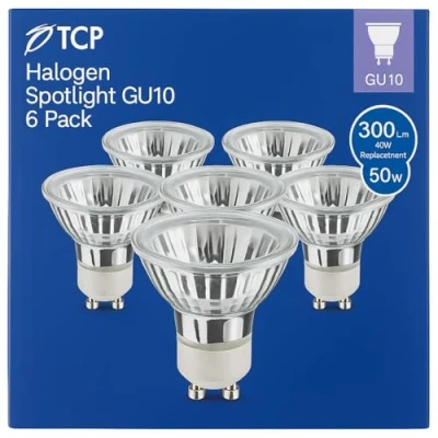 Image of Spot Light GU10 2800K 300Lm 40W 30 Dimmable Warm White Halogen Bulb Bulbs 240 V 2 Pin Pack of 6