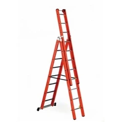 Image of V3 Glass Fibre Ladder; 3 x 8 Tread; 150kg; Red