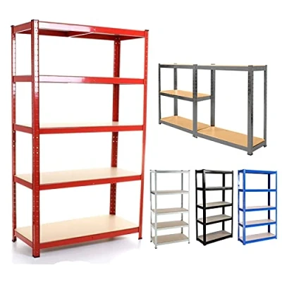 Image of DayPlus Garage Shelving Unit 5 Tier Adjustable Boltess Metal Racking Extra Heavy Duty Industrial Storage Shelves, for Home Workshop Shed Office Warehouse, 180x90x40cm/Black