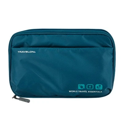 Image of Travelon World Travel Essentials Tech Organizer, Peacock Teal, One Size, Organizer
