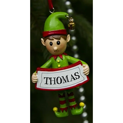 Image of Boxer Gifts Thomas Elf Christmas Tree Decoration Xmas Bauble Ornament Gift One for The Whole Family, Ceramic, Multi Colour, 8 x 4.5 2 cm