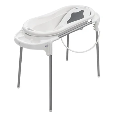 Image of Rotho Babydesign Bath Set with Tub and Stand, Ideal for 2 Children, 0 12 Months, White, TOP Xtra, 21041000101