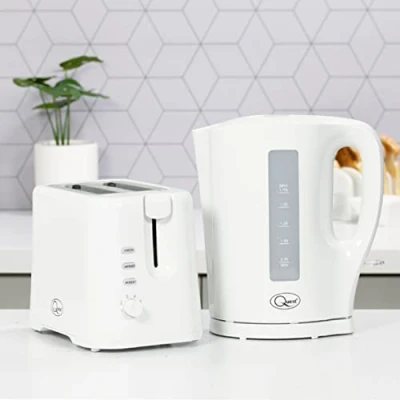 Image of Quest Modern White Kettle &amp; Toaster Set / 1.7L Capacity 2 Slice Toaster/Spout Filter Kettle/Toaster with Variable Browning/Convenient Kitchen Essentials