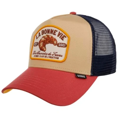 Image of Djinns La Bonne Vie #2 Trucker Cap Mesh Hat Caps, Khaki/Red/Navy, One Size