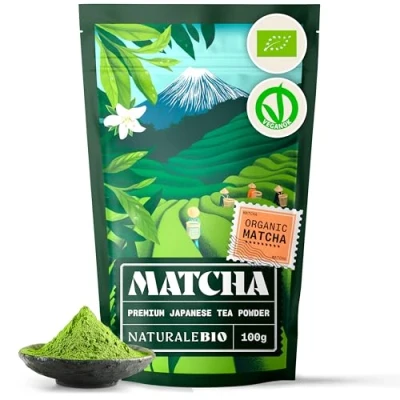 Image of Japanese Organic Matcha Green Tea Powder Premium Grade 100g. Produced in Japan, Uji, Kyoto. Use for Drinking, Cooking, Baking, Smoothie Making and with Milk. Vegan &amp; Vegetarian Friendly