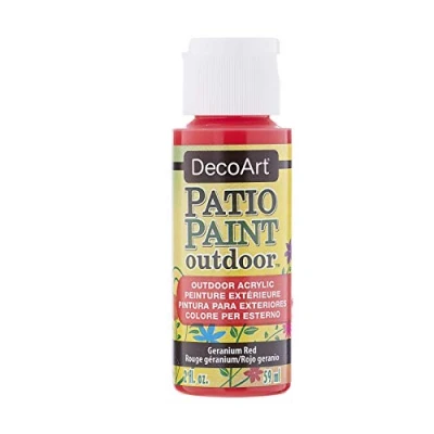 Image of DecoArt Outdoor Acylic Paint, Acrylic, Geranium Red, 59 ml (Pack of 1)