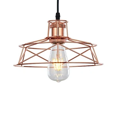 Image of Innoteck DS 1149 Vintage Ceiling Pendant Light Shade Rose Copper Metal cage Chandelier lampshade