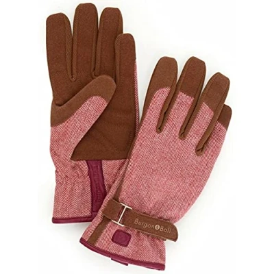 Image of Burgon &amp; Ball Love The Glove Ladies Gardening Gloves, Small/Medium, Tweed Red