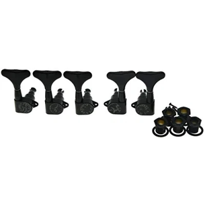 Image of Dopro Black 2+3 Sealed Bass Tuners 2L3R Tuning Keys Pegs 5 String Guitar Machine Heads