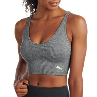 Image of PUMA Women&#039;s Seamless Sports Bra, Opaque, Heather Grey, M