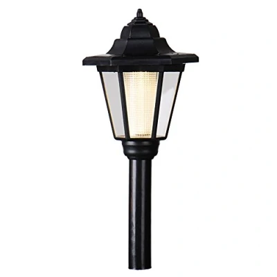 Image of Garden Lamp Post Outdoor Solar Light Powered Black Lantern Lawn Patio Pathway Walkway (Yellow)
