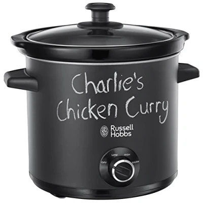 Image of Russell Hobbs Chalkboard 3.5L Electric Slow Cooker Cooks upto 4 portions, 3 heat settings, high/low/keep warm, Removable ceramic pot for easy cleaning, Glass lid, Energy saving, 200W, 24180