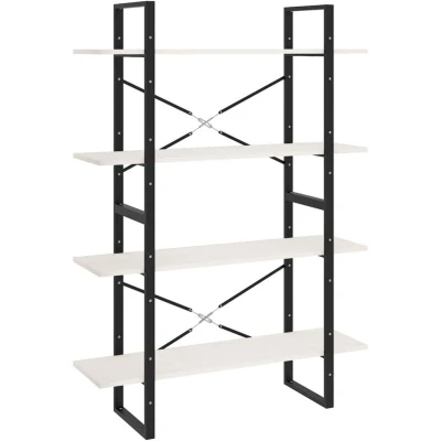 Image of vidaXL 4 Tier Book Cabinet White 100x30x140 cm Solid Pine Wood