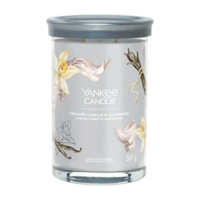 Image of Yankee Candle Signature Scented Smoked Vanilla &amp; Cashmere Large Tumbler with Double Wicks Soy Wax Blend Long Burning Perfect Gifts for Women