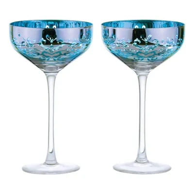 Image of Artland Filigree Champagne Saucers Blue Set of 2