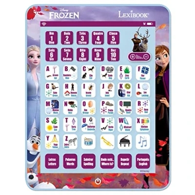Image of Lexibook JCPAD002FZi4 JCPAD Disney Frozen Educational Bilingual Tablet, Learn Letters Numbers Words Spelling and Music, English/Portuguese Languages, Blue