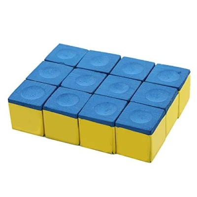Image of 1Box 12pcs Pool Cue Cubes No Slip Tip Chalk Billiard for Snooker Pool(blue)