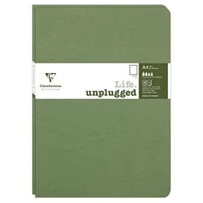 Image of Clairefontaine 733083C Age Bag DUO set of 2 stitched notebooks 21x29.7cm 96p plain green