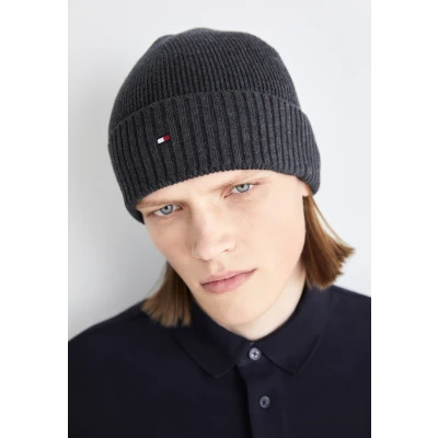 Image of Tommy Hilfiger FLAG Beanie Unisex Beanie, Size: One Size, Charcoal gray