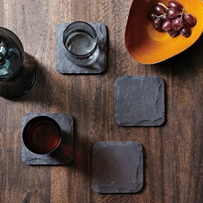 Image of Coasters Place Mat Square Natural Slate Sets Coffee Table Drinks Bulk Sale 10cm (4 X Coasters)