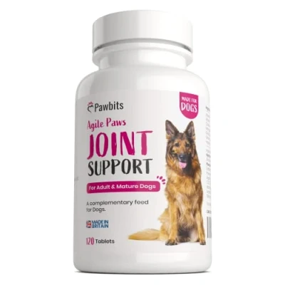 Image of Pawbits 120 Adult Senior Dog Hip &amp; Joint Supplements for Older Mature Dogs. High Strength Green Lipped Mussel Supplement Elderly Dogs with Stiff Joints Glucosamine, Vitamin C E