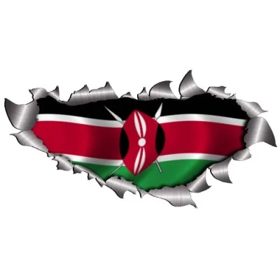 Image of Small Single Flag Of Kenya Metal Rip Open Sticker