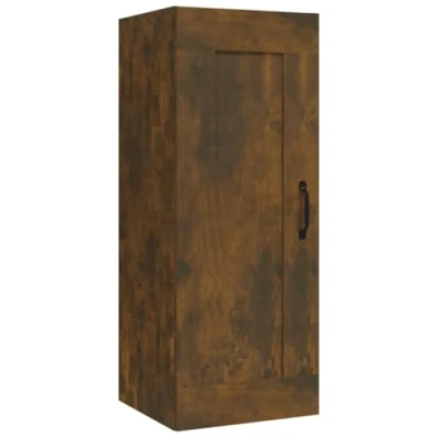 Image of vidaXL Smoked Oak Hanging Cabinet Wall mounted 35x34x90 cm Engineered Wood Ample Storage Space Suitable for Any Room