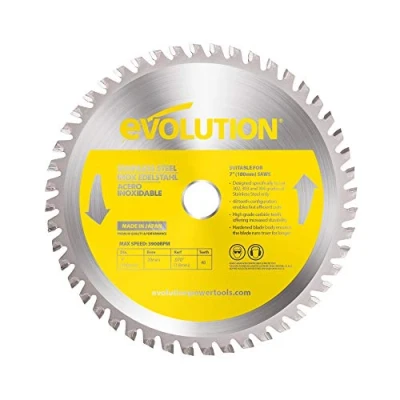 Image of Evolution Power Tools 180BLADESS Stainless Steel Cutting Saw Blade, 7 Inch x 48 Tooth, Yellow