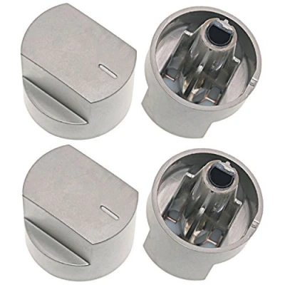 Image of Spares2go Control Knob Switch &amp; Shaft for Stoves 61EDO 61EHDO BL ST WH Oven Cooker Hob (Silver, Pack of 4)