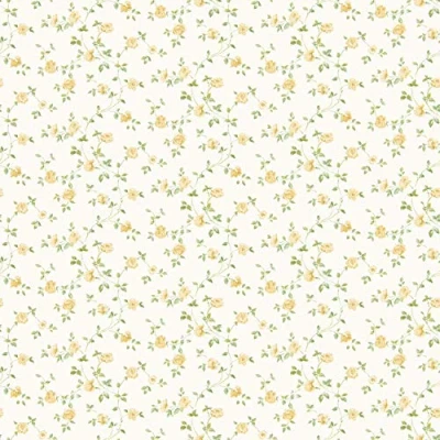 Image of Galerie G67891 Miniatures 2 Small Rose Trail Design Wallpaper, Yellow/White, 10m x 53cm