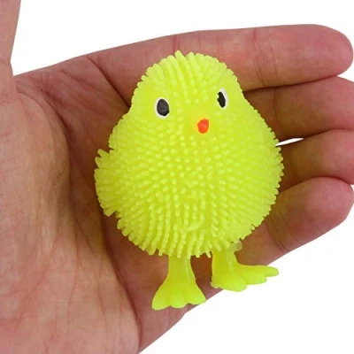 Image of White Hinge Fun Light Up LED Chick Kids/Childrens Squeezy &amp; Stretchy Yellow Chicken Sensory Toy