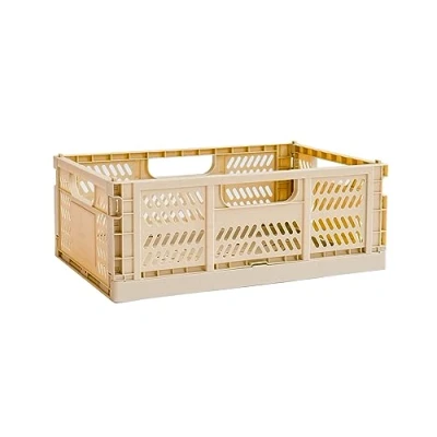 Image of 3 Sprouts Recycled Plastic Collapsible Crate Stackable Foldable Storage Box for Easy Organizing, Durable Folding Home or Office Use Large Sand