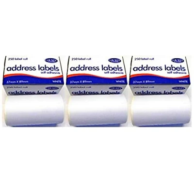 Image of 3 x 250 Self Adhesive Address Labels on Continuous Roll 89mm 37mm
