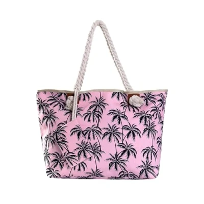 Image of DonDon Large Beach bag for women with zip Waterproof Pool holiday Striped Grey