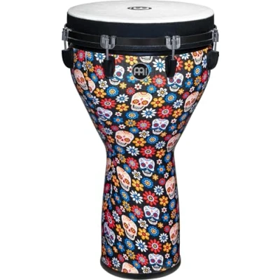 Image of Meinl Percussion Jumbo Djembe Instrument Very Large Handdrum Mechanical Tuning System Diameter 14 Inches Plastic, Multicoloured (JD14DA)