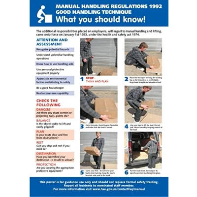 Image of Seco Manual Handling What You Should Know! Poster, A2 (420mm x 594mm) 0.5mm PVC