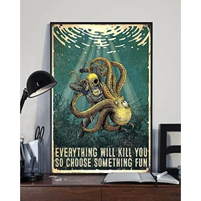 Image of Inga Scuba Diving Poster Choose Something Fun Metal Tin Sign 8x12 inches