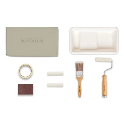 Image of Rust Oleum Ready to Roll Eco Paint Kit (Small) Bathroom Wood &amp; Cabinet Satin Restful Neutrals