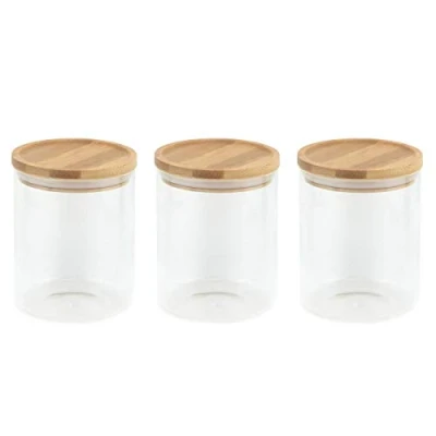 Image of Apollo Set of 3 Airtight Glass Dry Food Storage Jar with Bamboo Lid