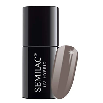 Image of SEMILAC 017 Grey Nail UV Gel Polish Long Lasting and Easy to Apply Soak off UV/Led Perfect for Home Professional Manicure Pedicure 7 ml
