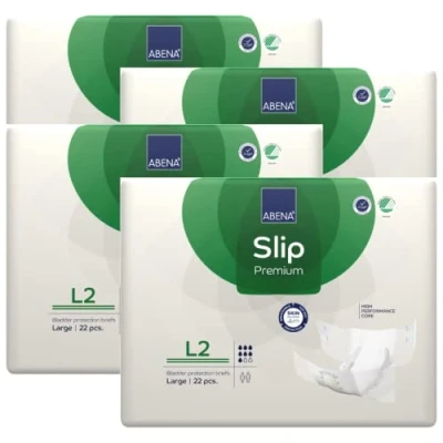 Image of ABENA Slip Premium All In One Incontinence Pads For Men &amp; Women, Eco Labelled Womens Pads, Mens Large 2, 100 150cm Waist, 3100ml Absorbency, 4x 22PK, White