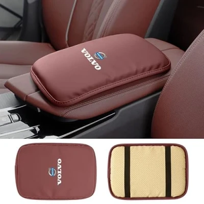 Image of GRFIT Steering Wheel Armrest Cover Center Console Protector Pad, for Volvo XC40 XC60 XC90 V60 V90 V40 S60 S90 Car Box Mat, Cushion, Accessories,Red