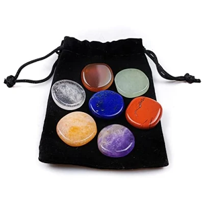 Image of WANGCL 7Pcs Chakra Stones Set Polished Irregular Crystals Healing for Reiki Meditation Yoga