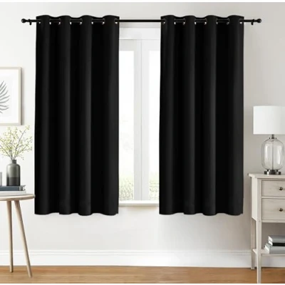 Image of Utopia Bedding Blackout Curtains Grommet Thermal 2 Panels Drapes [Black, 46 x 54 Inches] Sound Insulated Curtain for Bedroom and Living Room (117x137 cm)